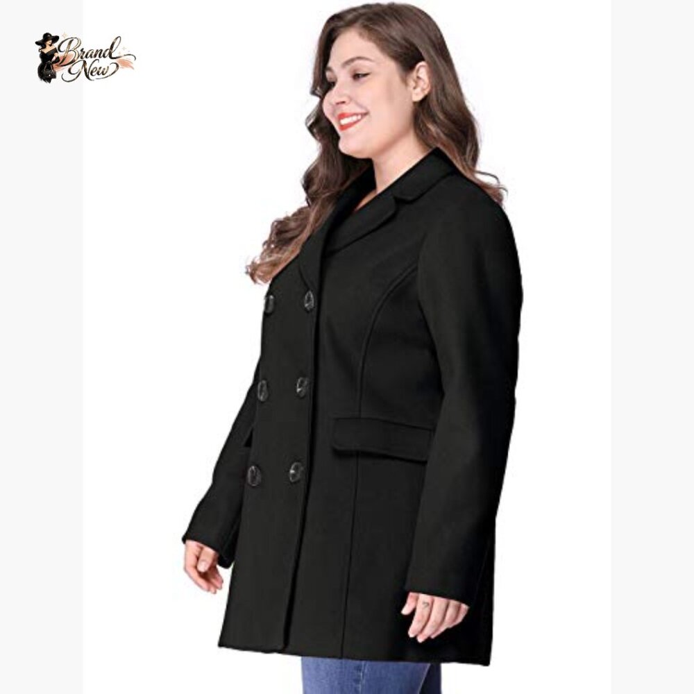 Polyester Double Breasted Notched Lapel Long Coat… - image 4